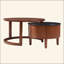Table basse vintage emboîtable cannelée avec tiroir Vintage