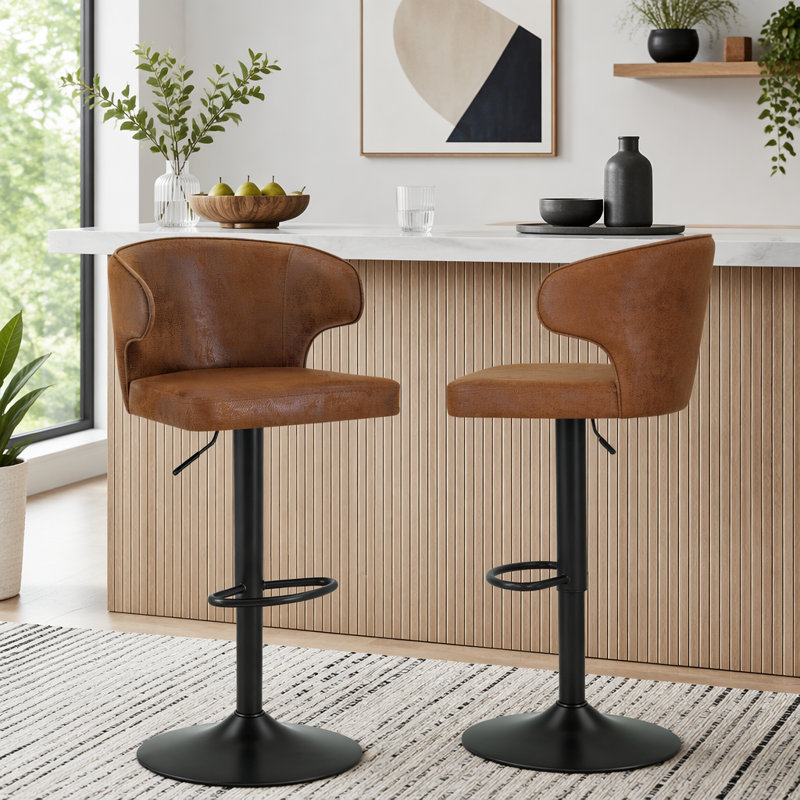 Tabouret de bar rotatif moderne, Brun + noir - 2 pièces