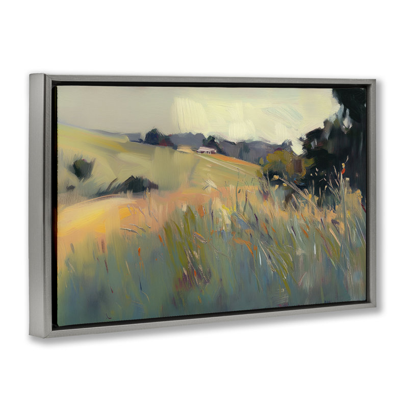 Cadre flottant Modern Tranquil Plains, design par Elara Yasna, H 21 po x l 31 po, Cadre flottant gris lustré