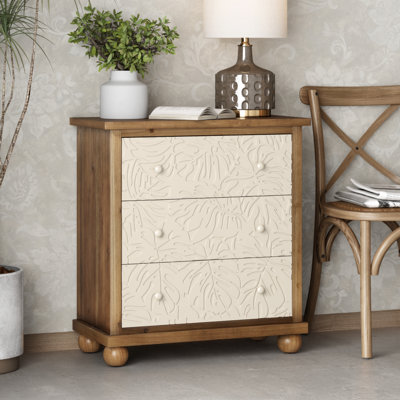 Marro Rustic Farmhouse 3-Drawer Dresser Chest, Vintage French Country Nightstand