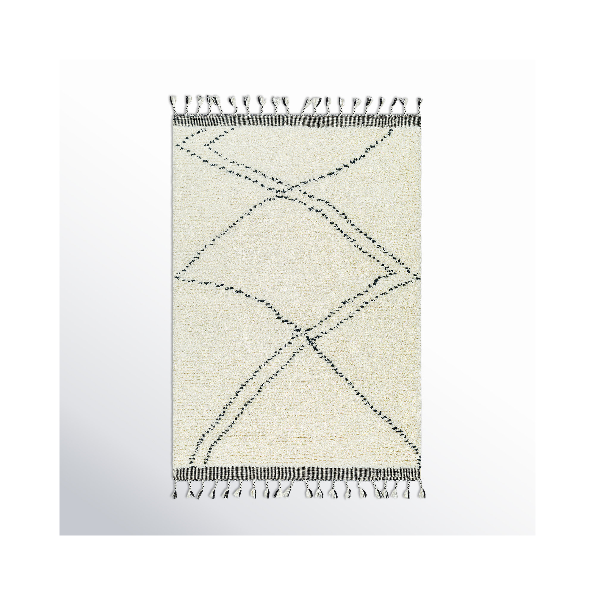 Meti Handmade Wool White Rug, Rectangle 8' x 10'
