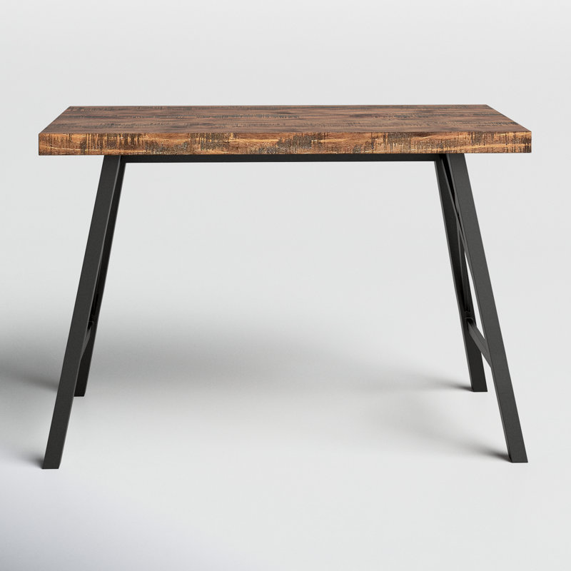 Isakson Metal Base Writing Desk, Brown