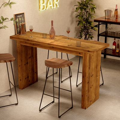 Table de salle à manger à hauteur de comptoir en bois massif 63 po