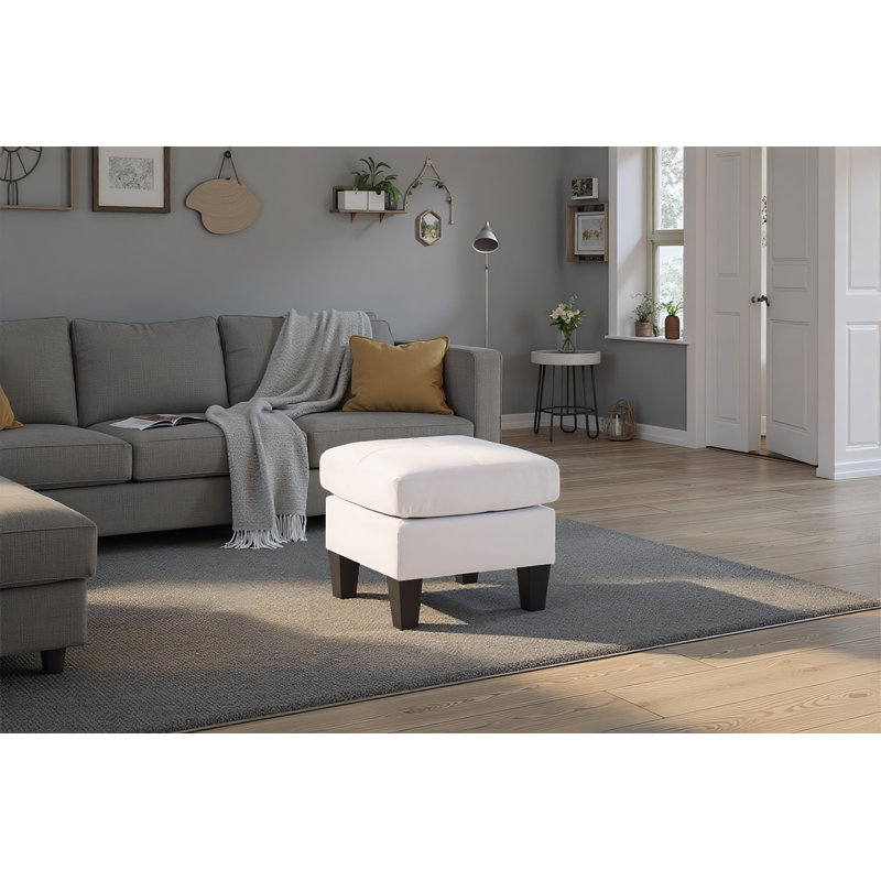 Repose-pieds en similicuir blanc Swansea, Blanc