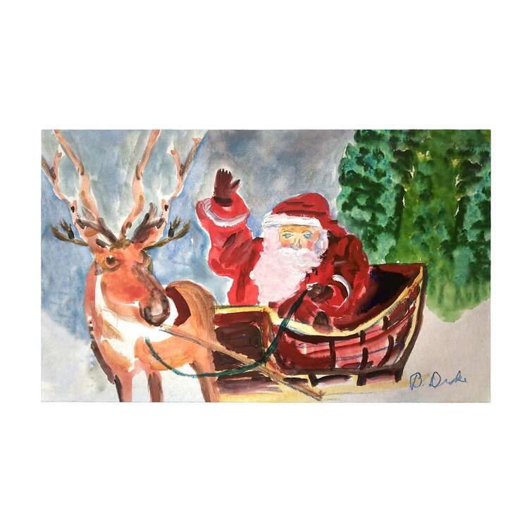 Doormat Santa Claus Front Door Entrance Rug, Non Slip Rubber Back