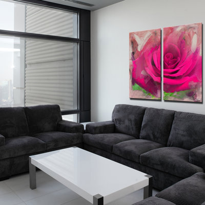 Art sur toile tendue 2 pièces peintes de pétales peintes