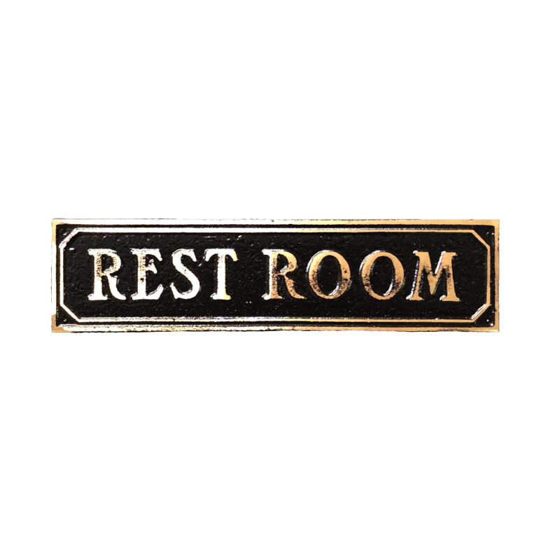 Plaque de porte de toilettes, Laiton antique noir