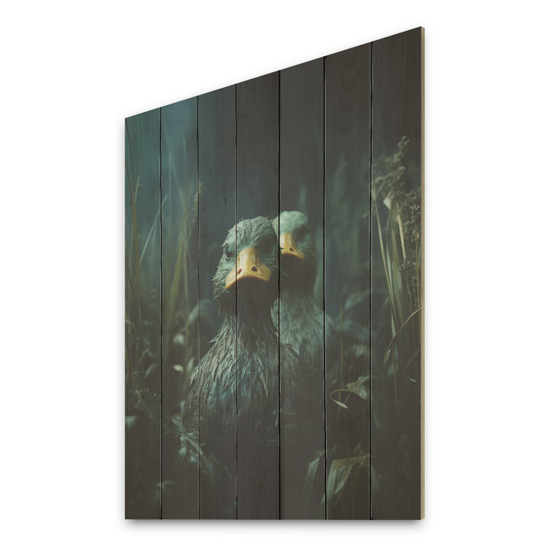 «Midnight Misty Marsh Duck» - animal canard sur bois, H 20 po x l 10 po