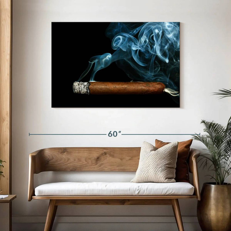 Senne Cigar With Smoke, 30" H x 45" W