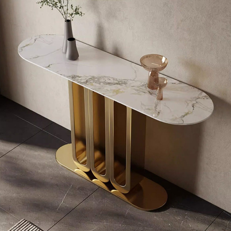 Console légère en métal de style luxueux, 33.8" H x 47.2" W x 13.7" D, Doré
