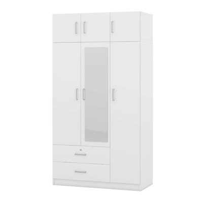 3-Door Mirror Wardrobe With 2 Drawers And Top Cabinet by Cosmic