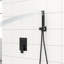 Système de douche noir mat de 10 pouces avec deux têtes et une fonction de soupape, noir, motifs de jet réglables fixés au mur-118768105