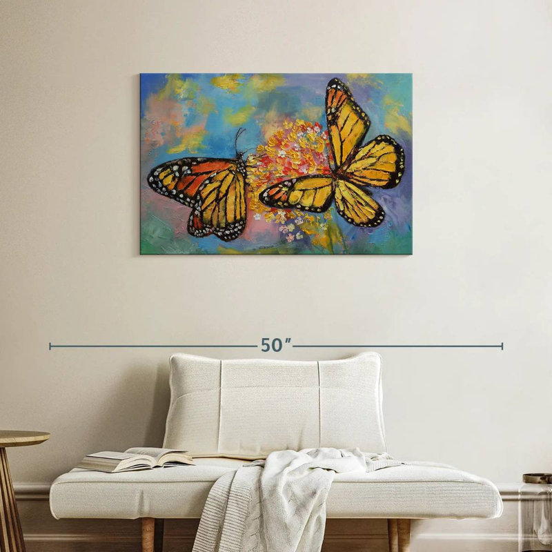 Couple de papillons monarques Brampt, H 24 po x l 36 po