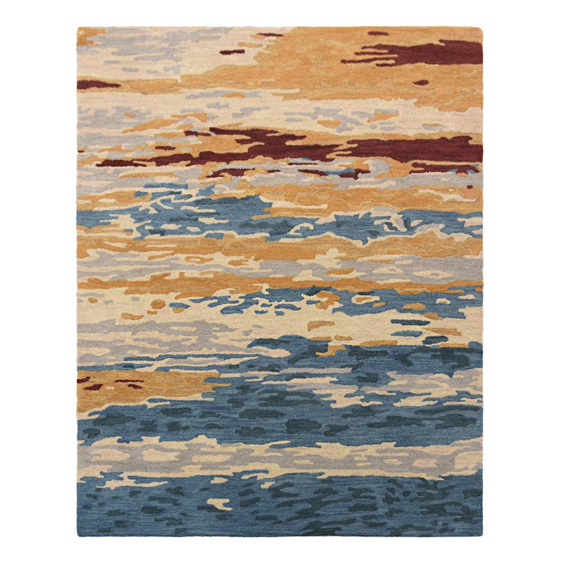 HAND TUFTED WOOL ECO-FRIENDLY AREA RUGS - Rectangle | Multicolor, Abstract Modern Design, High Pile Thick, area rugs 3x5 living room