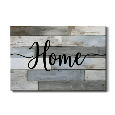 'Rustic Home' Vintage Wooden Textual Art Print on Wrapped Canvas - Brown