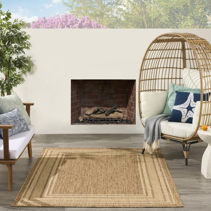 Horizon Indoor/Outdoor Modern Rug, Rectangle 4' x 6', Natural