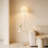 White Pleated Cream Style Floor Lamp With Marble Base And Side Table Iron Linen Shade For Living Room Bedroom