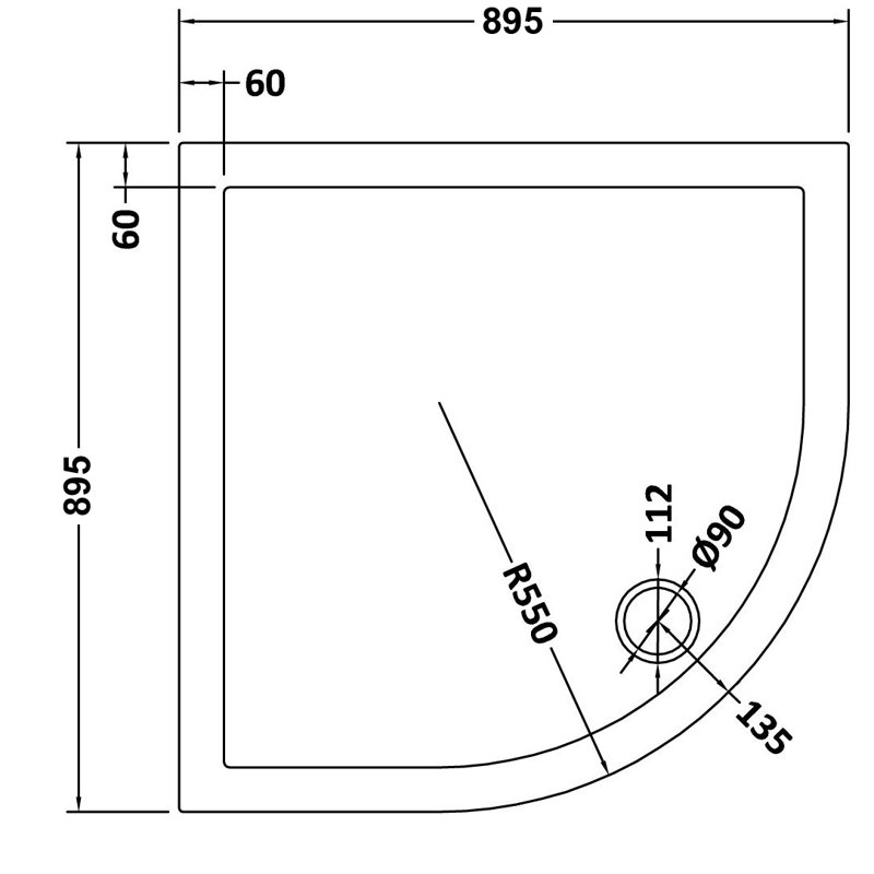 80W*80Dcm Quadrant Single Shower Base in Grey with Low-Profile Aesthetics Design and Non-Slip FeatureQuadrant Single Shower Base in Grey with Low-Profile Aesthetics Design and Non-Slip Feature