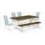 L'ensemble de table de salle à manger 6 pièces contient une table de salle à manger rectangulaire avec des pieds en X et 4 chaises Parson en tissu bleu bébé avec un banc, en lin brossé blanc -403860918-478517261-485030270