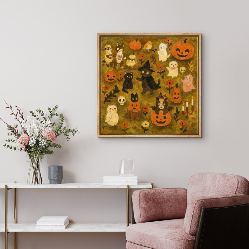 Mignon fantôme, impression sur toile encadrée, décoration murale d'Halloween, H 16 po x l 16 po, Naturel