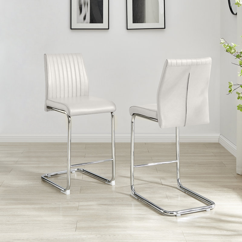 Loren Upholstered Faux Leather Bar Stool, White