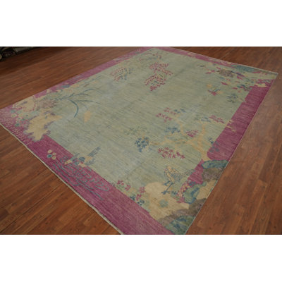 Tapis floral coloris art déco 9 x 12