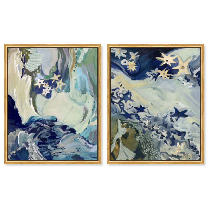 Mermaid Dream Set Set by Oliver Gal, 62"H x 50"W, Gold Floater Frame