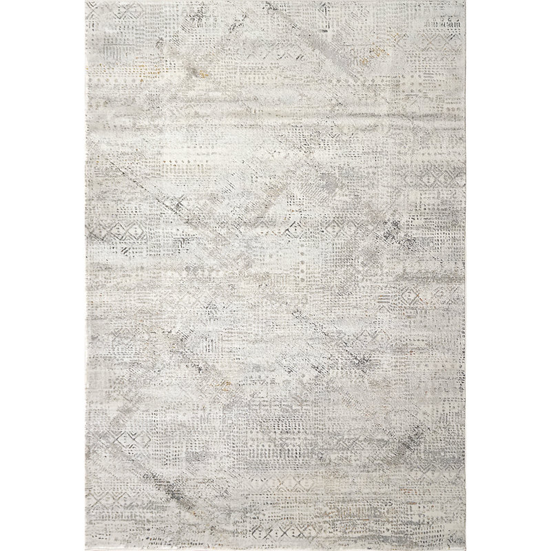 Tapis gris / beige à motif géométrique Ledezma, Rectangle 6 pi 7 po x 9 pi 6 po