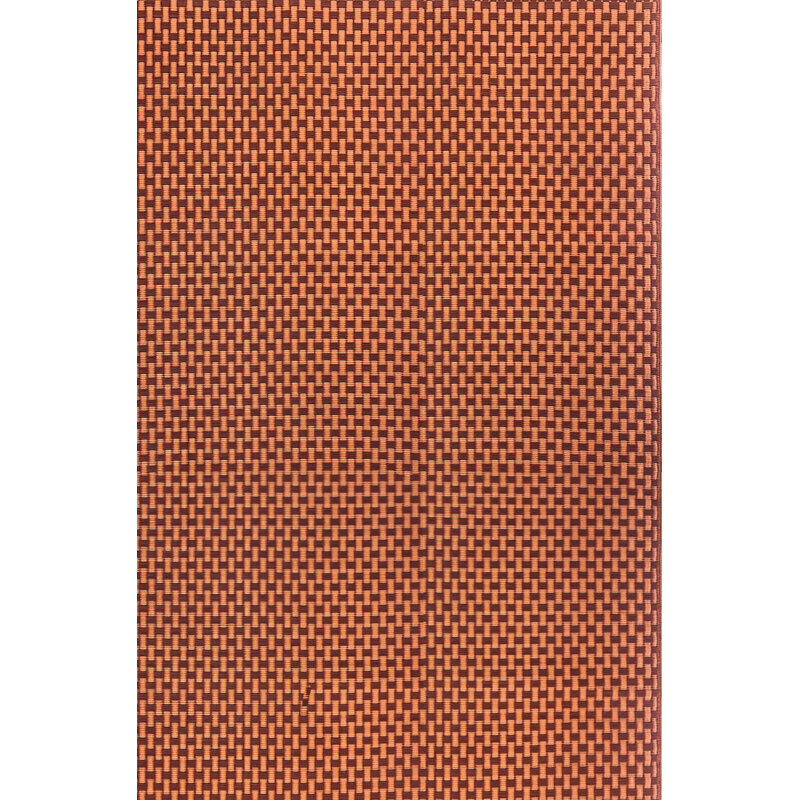 Tapis extérieur géométrique fait à la main orange - réversible, résistant aux rayons UV, matériau 100% recyclé