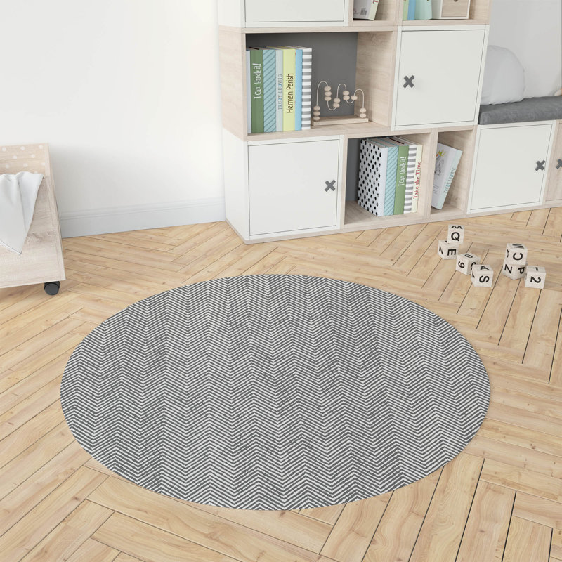 Tapis de jeu Chevron Groove, Ivoire/gris anthracite