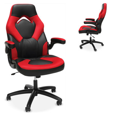 Fauteuil de jeu ergonomique pour adultes RESPAWN 3085, siège de bureau à haut dossier avec appui-tête et accoudoirs rabattables, siège de jeu en cuir de style course avec support lombaire, siège de bureau d'ordinateur de jeu vidéo