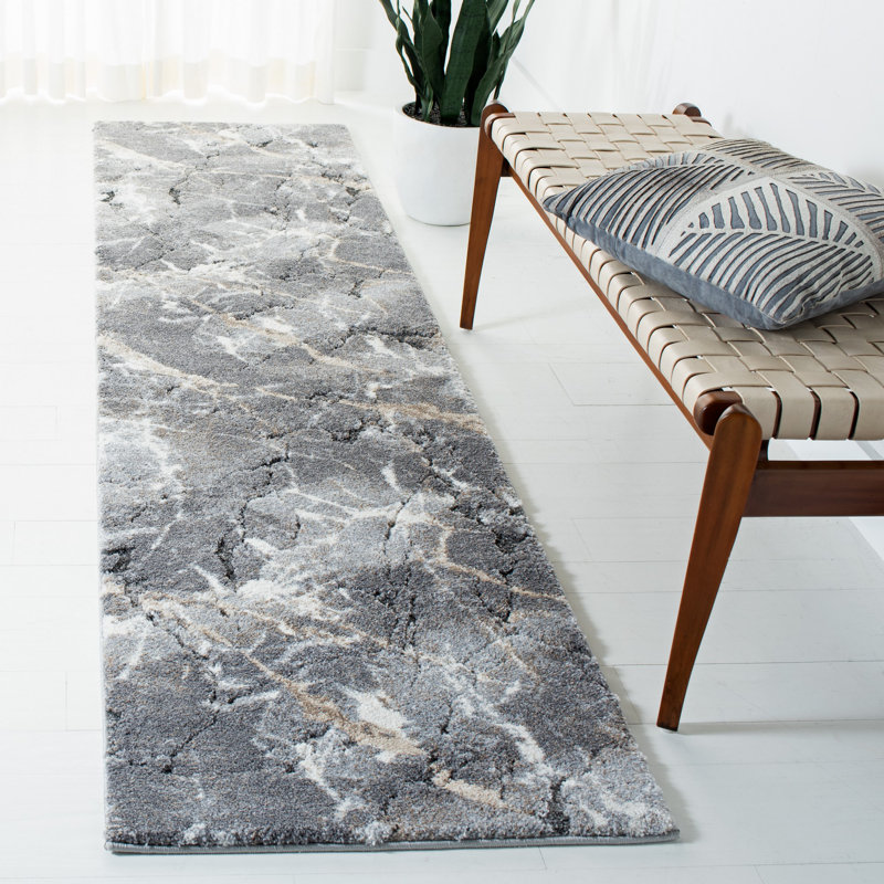 Makenna Abstract Gray/Beige Area Rug, Runner 2'2" x 9'