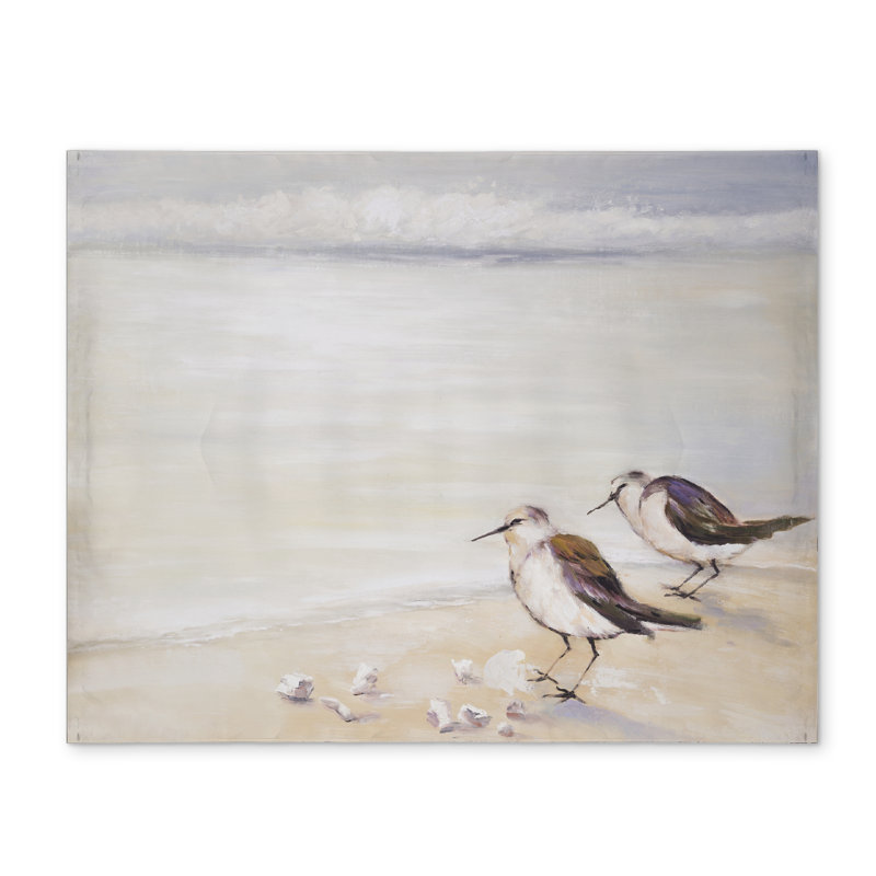 Two Sandpipers on the Beach Gray Polyester Placemat Decor
