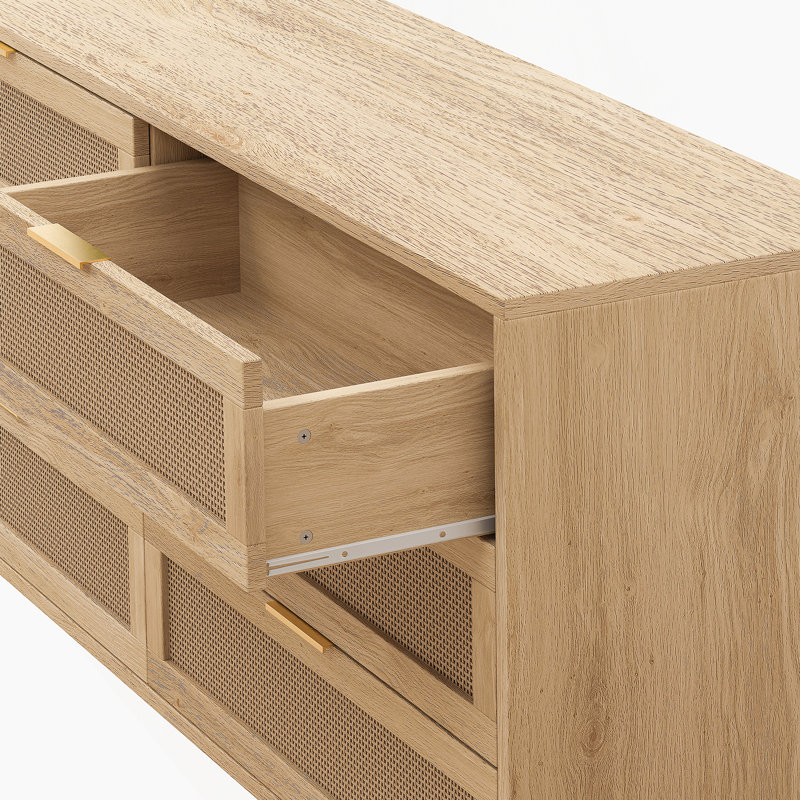 Commode de rangement à 6 tiroirs en rotin pour chambre à coucher, salon