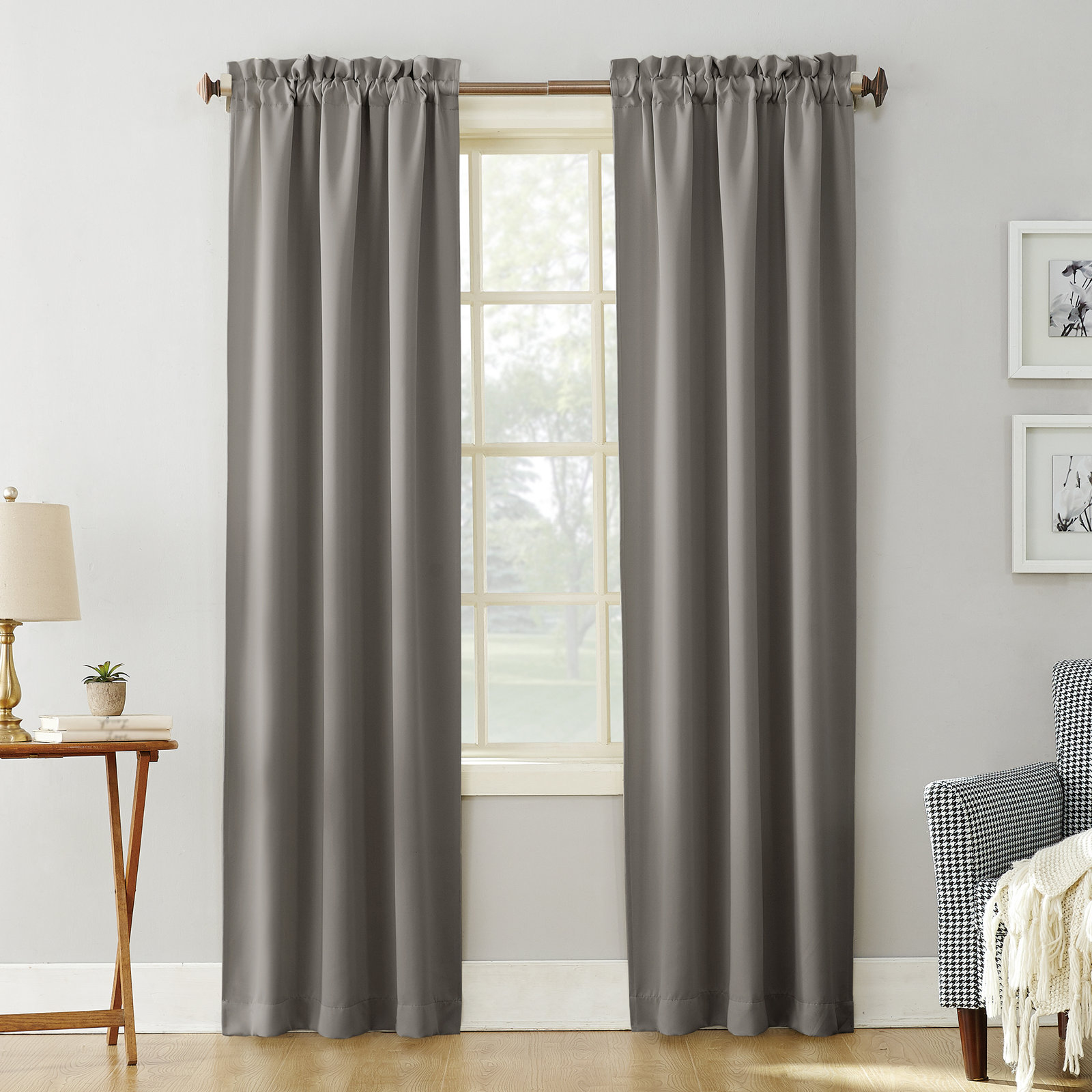  Thermal Blackout Rod Pocket Curtain Panel, Gray, 40" W x 95" L