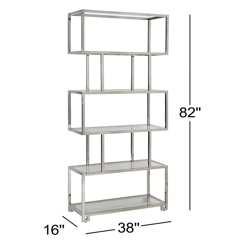 Kaley 82" H x 38" W Stainless Steel Etagere Bookcase