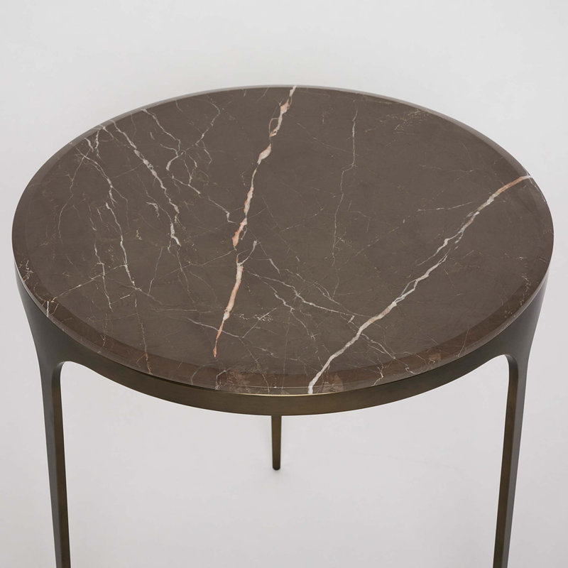 Camilla Marble End Table, Matte Black, Terra Brown, 22" H x 20" W x 20" D