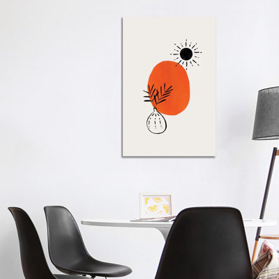 Minimal Orange Plant 1 Piece Wrapped Canvas Wall Art