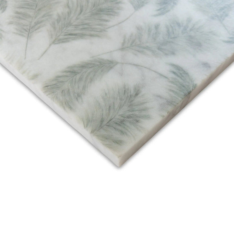 Carreau gravé au laser taupe 6 po x 6 po Leaves Carrara