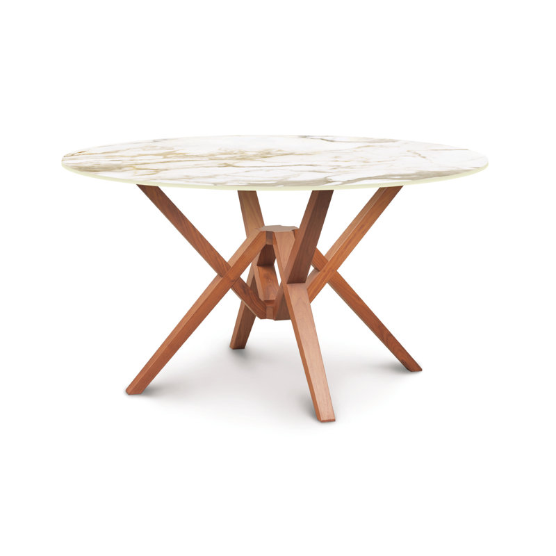 Exeter Round Dining Table, Natural Cherry, White, 30"H x 54"L x 54"W