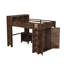 Grand lit mezzanine en bois avec bureau, garde-robe, rangement pour tête de lit et chargement USB, brun-388396965