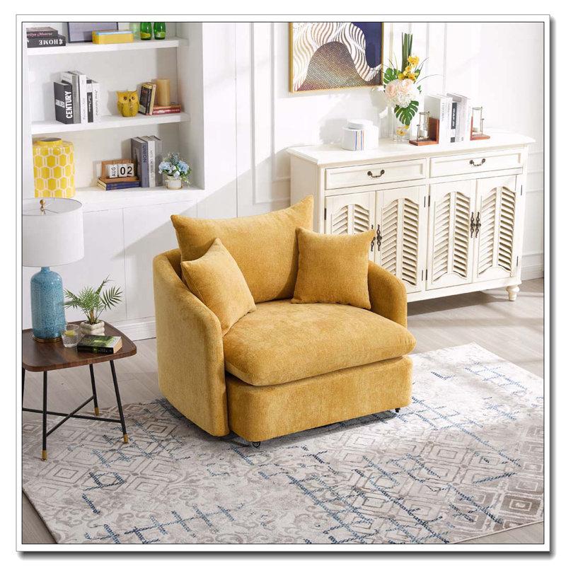 Coussin de fauteuil pivotant sur 360 ° avec 3 coussins, Jaune, NON