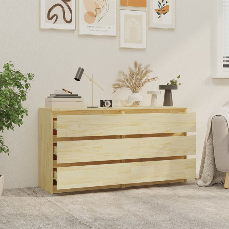 Calcedonio 60cm W Solid Wood Bedside Table, Light Wood