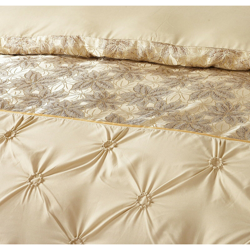 Cairnbrook Damask Duvet Cover Set with Pillowcases, Super King - 2 Standard Pillowcases, Gold