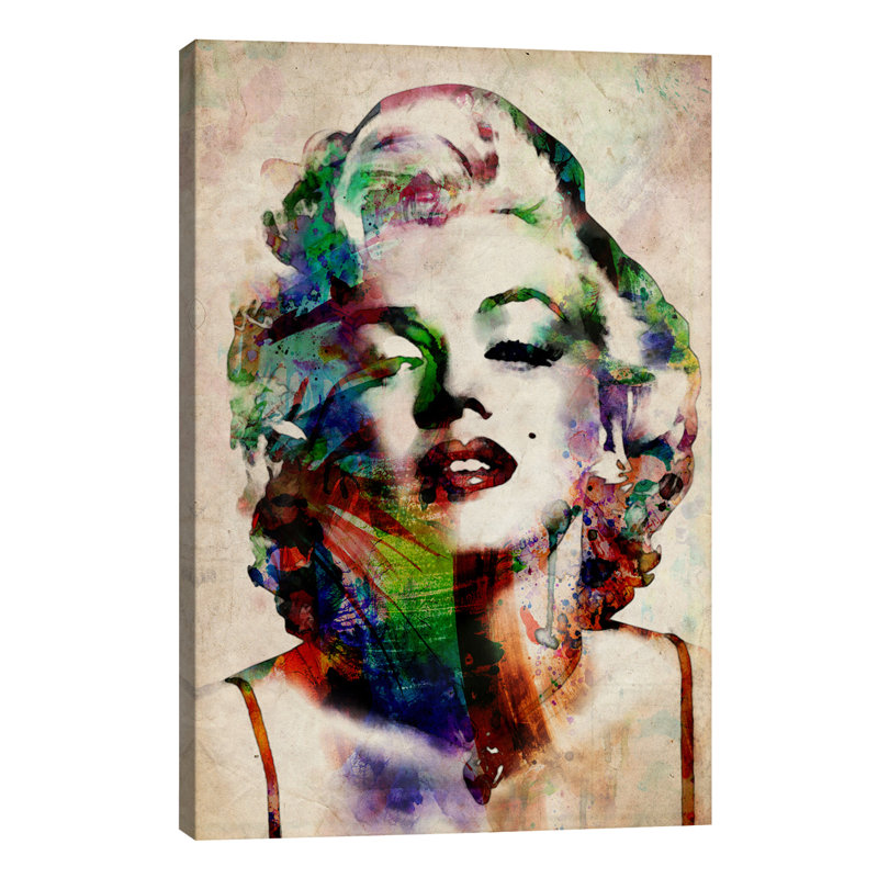 Watercolour Marilyn Monroe by Michael Tompsett - Print on Canvas, No Frame, 101.6 cm H x 66.04 cm W x 3.175 cm D
