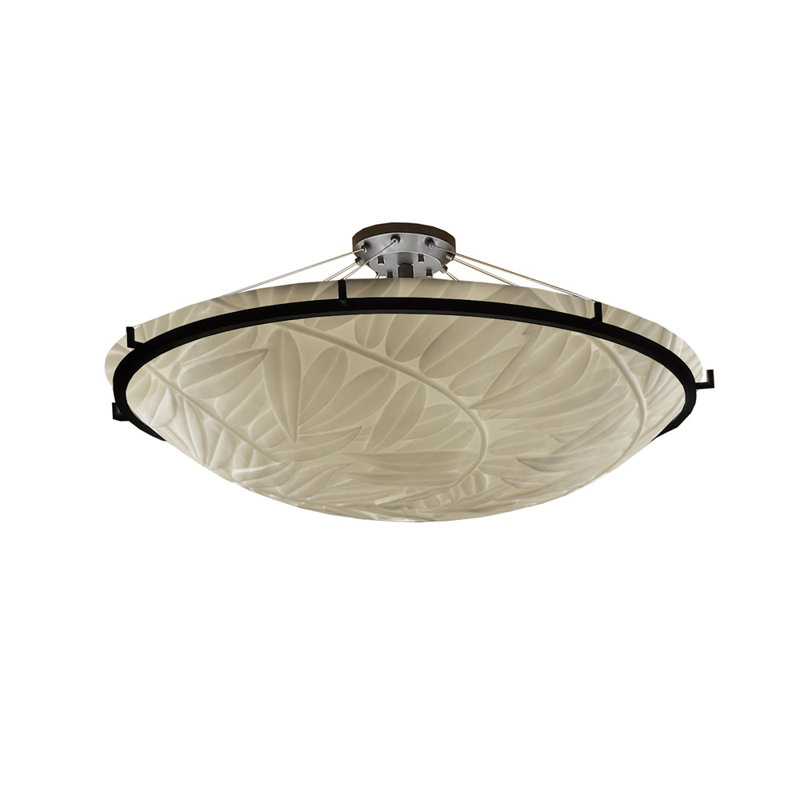 Porcelina™ Faux Porcelain Resin Semi Flush Mount, Waves, Dark Bronze