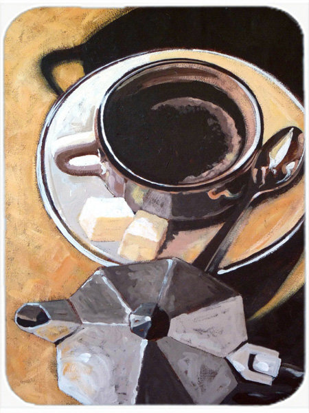 Planche à découper en verre trésors café caroline