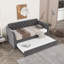 Lit de jour de style Mid-Century rembourré en velours gris froid avec charge USB et lit gigogne escamotable pour le salon