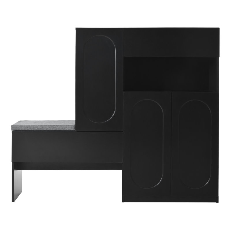 Cabinets With Bench For Hallway And Entry Way, Black