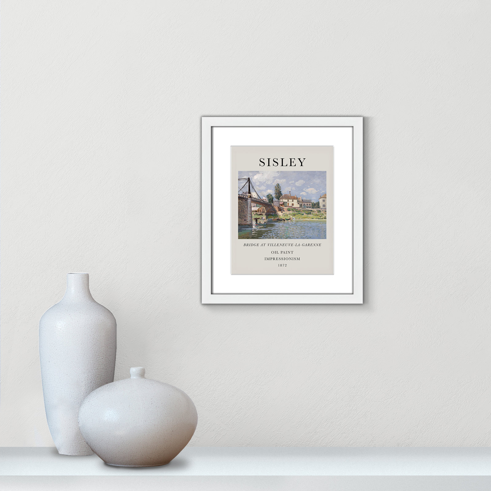 Old Masters Collection " The Bridge At Villeneuve " by Alfred Sisley, Yes, 15" H x 13" W x 1.25" D